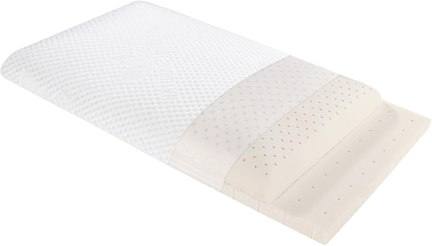 Adjustable Slim Sleeper -Thin Flat Latex Pillow for Sleeping with 2 Removable Layers 3 Heights(1'', 2.5'', 3.5''), for Stomach, Side and Back Sleepers,Twill White