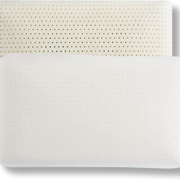Natural Latex Pillow Sleeping Bed Pillow, Medium Firmness Latex Pillow for Side, Back, and Stomach Sleepers, Removable Breathable Cotton Cover (Queen Size)