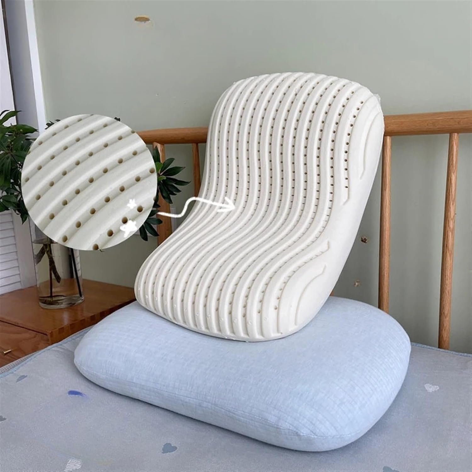 Latex Pillow 38x60cm Latex Pillow Core Pair of Natural Rubber Pillows Household Use Adult Protection Cervical Pillow Inner Outer Pillowcases(60x38x10,40x60cm 2 pcs) - Image 2