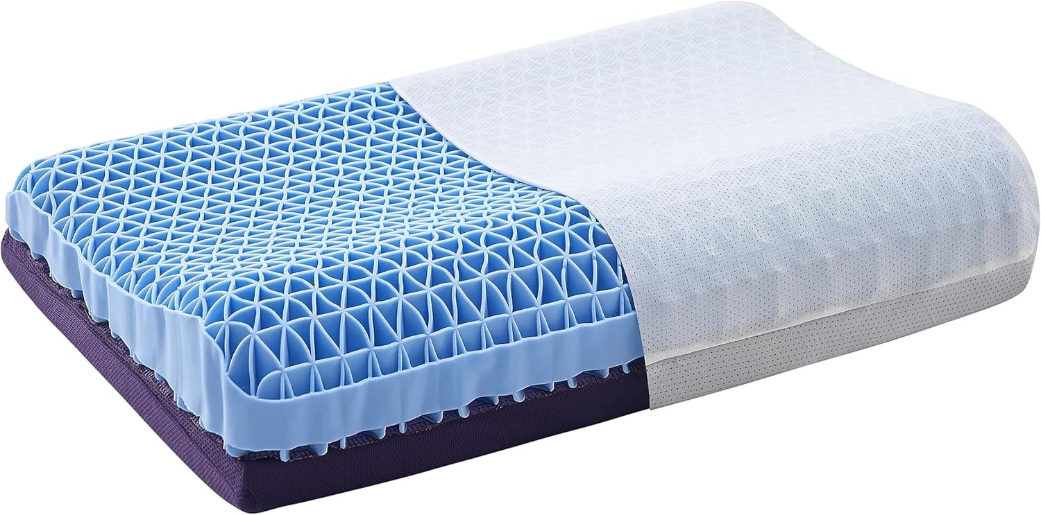 Pillow for Sleeping with Adjustable Booster 100% Elastic Grid Ergonomic Supportive Neck Oversized Pillow for Hot Sleepers